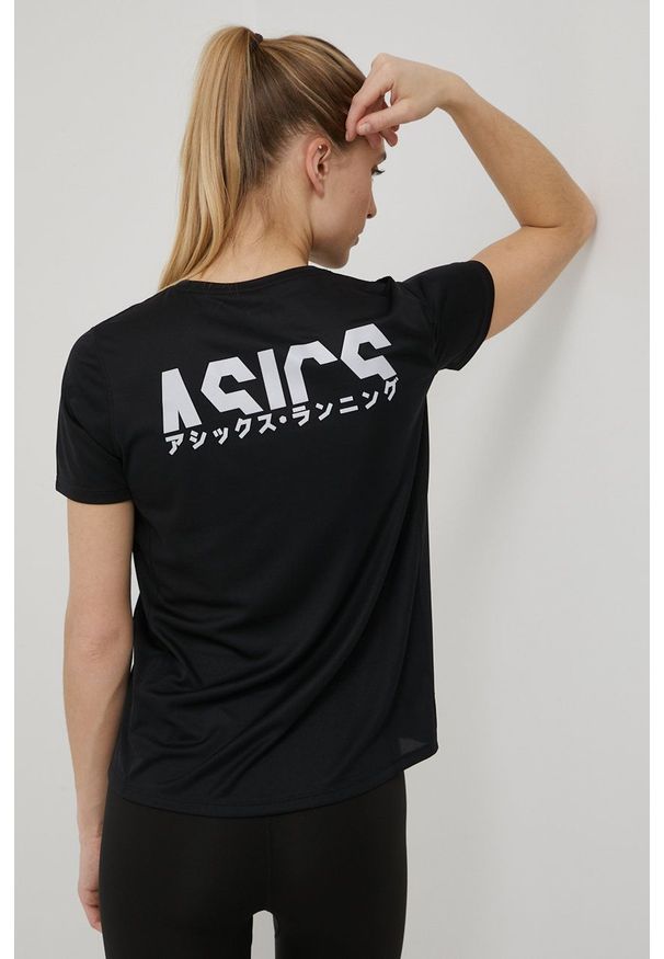 Asics t-shirt do biegania Katakana kolor czarny. Kolor: czarny. Materiał: poliester, dzianina. Długość: długie