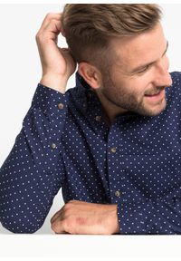 bonprix - Koszula z długim rękawem, Slim Fit, z czystej bawełny. Kolor: niebieski. Materiał: bawełna. Długość rękawa: długi rękaw. Długość: długie. Wzór: nadruk #3