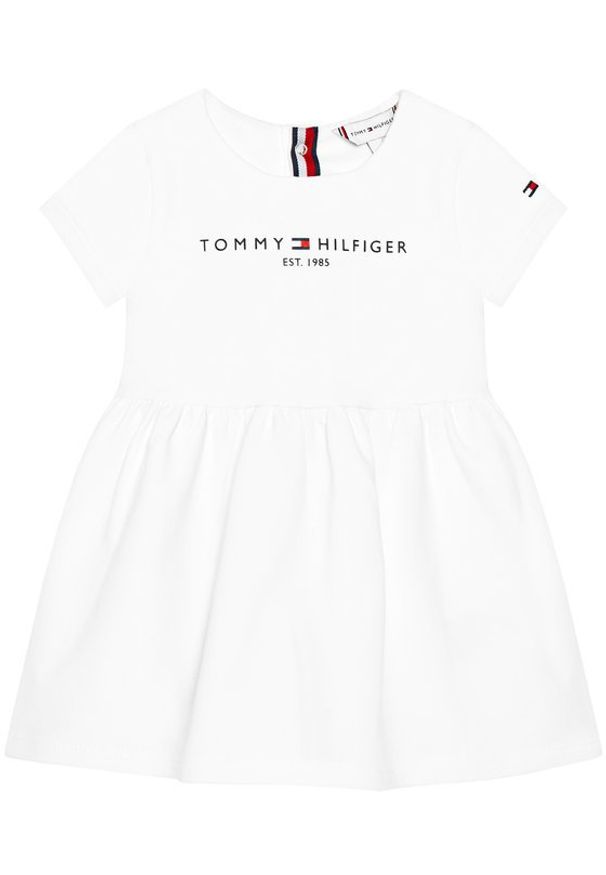TOMMY HILFIGER - Tommy Hilfiger Sukienka codzienna Baby Essential KN0KN01304 Biały Regular Fit. Okazja: na co dzień. Kolor: biały. Typ sukienki: proste. Styl: casual