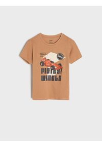 Sinsay - Koszulka z samochodem - brązowy. Kolor: brązowy. Długość rękawa: krótki rękaw. Długość: krótkie. Wzór: nadruk #1