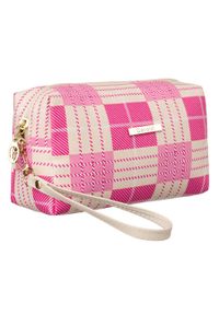 ROVICKY - Kosmetyczka w kratkę Cavaldi KOS-35 różowa. Kolor: różowy. Materiał: materiał, syntetyk. Wzór: kratka