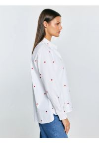 Big-Star - Koszula damska z wyhaftowanymi serduszkami biała Erin 100. Kolor: biały. Materiał: bawełna. Wzór: haft. Styl: elegancki #6