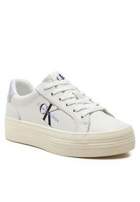 Calvin Klein Jeans Sneakersy Vulc Flatform Laceup Lth YW0YW01474 Biały. Kolor: biały. Materiał: skóra