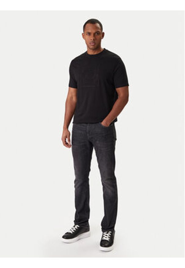 Karl Lagerfeld - KARL LAGERFELD T-Shirt 755052 561224 Czarny Regular Fit. Typ kołnierza: dekolt w karo. Kolor: czarny. Materiał: syntetyk