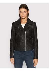 YAS Kurtka skórzana Sophie 26018510 Czarny Regular Fit. Kolor: czarny. Materiał: skóra