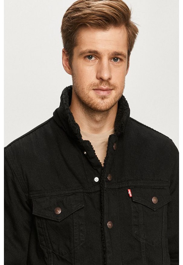 Levi's® - Levi's - Kurtka jeansowa. Okazja: na spotkanie biznesowe. Kolor: czarny. Materiał: jeans. Styl: biznesowy