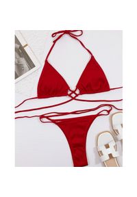 Intica - Dwuczęściowy strój kąpielowy regulowany ze sznureczkami na lato Sylva. Kolor: czerwony. Materiał: materiał