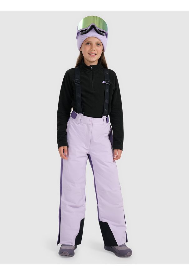 4f - 4F Spodnie narciarskie membrana 8000 dziewczęce - fioletowe 152 (11-12 lat). Kolor: fioletowy. Materiał: poliester, materiał. Wzór: gładki. Sezon: lato. Sport: narciarstwo