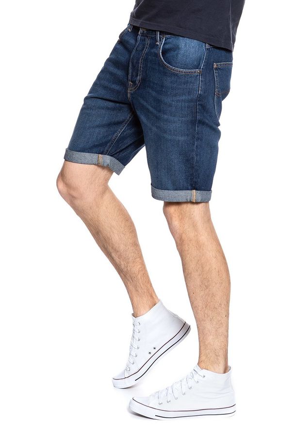 Lee - SPODENKI LEE 5 POCKET SHORT CLEAN MOAB L73EJLKU 112120437. Materiał: jeans. Wzór: aplikacja