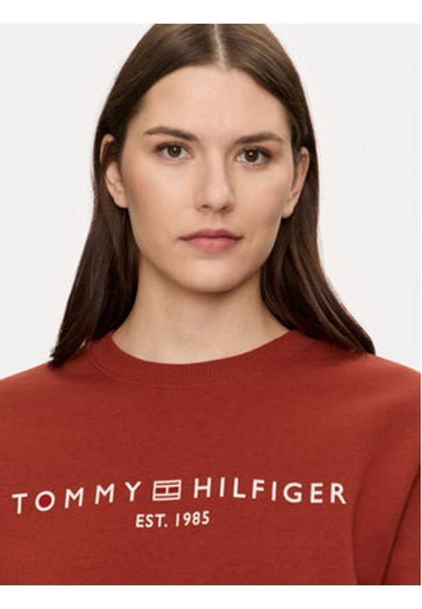 TOMMY HILFIGER - Tommy Hilfiger Bluza Logo WW0WW39791 Czerwony Regular Fit. Kolor: czerwony. Materiał: bawełna