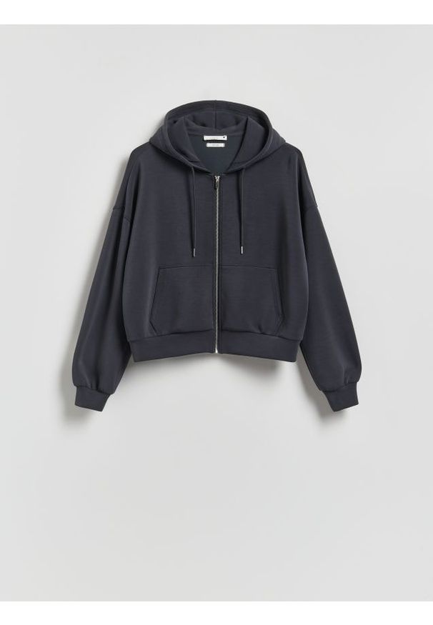 Reserved - Oversizowa bluza - ciemnoszary. Kolor: szary. Materiał: dzianina. Wzór: gładki