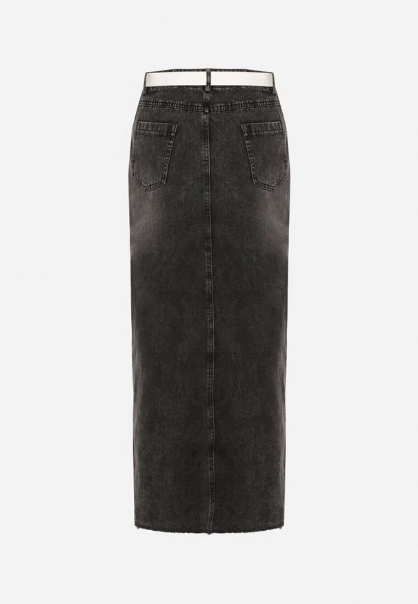 Born2be - Czarna Ołówkowa Spódnica Jeansowa z Rozcięciem z Przodu Limirea. Okazja: na co dzień. Kolor: czarny. Materiał: jeans. Styl: casual