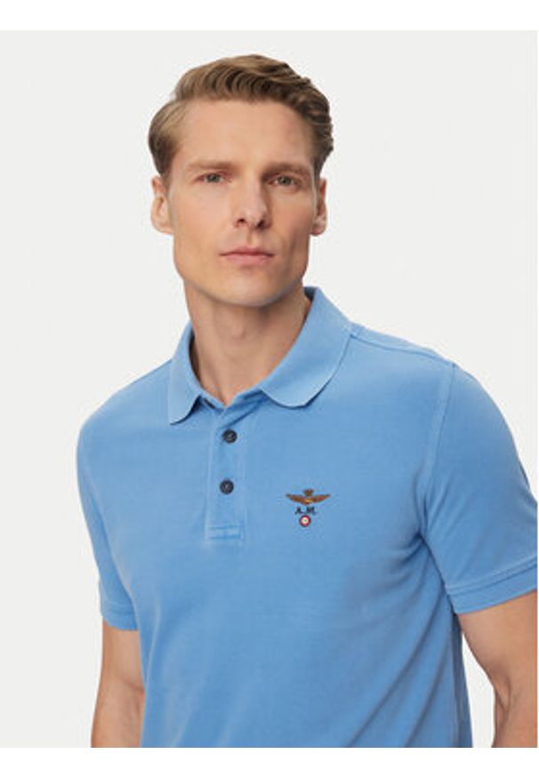 Aeronautica Militare Polo 261PO1925UP00406 Błękitny Regular Fit. Typ kołnierza: polo. Kolor: niebieski. Materiał: bawełna