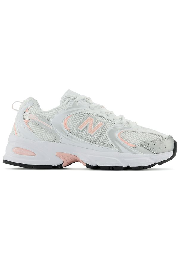 Buty New Balance MR530ECP – białe. Okazja: na co dzień. Kolor: biały. Materiał: materiał, skóra, syntetyk. Szerokość cholewki: normalna. Sezon: lato