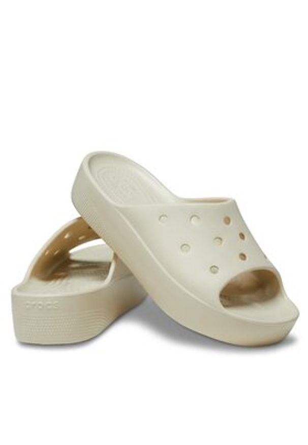 Crocs Klapki Classic Platform Slide 208180 Beżowy. Kolor: beżowy. Obcas: na platformie