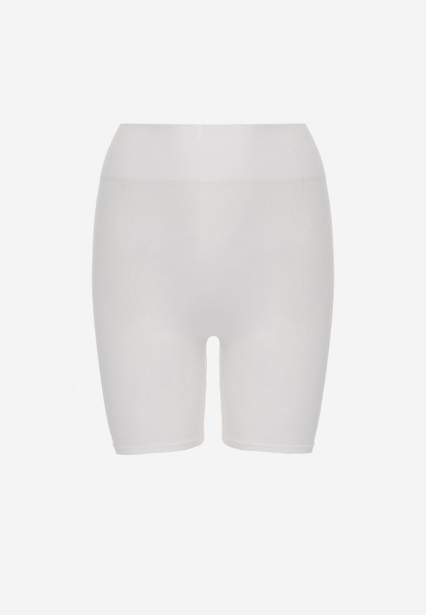 Born2be - Białe Szorty Kolarki z Wysokim Stanem o Modelującym Fasonie Kimolodia. Okazja: na co dzień. Stan: podwyższony. Kolor: biały. Styl: casual