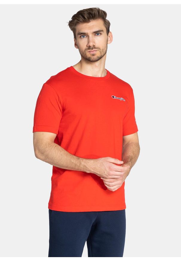 Koszulka męska Champion Organic Cotton Blend Small Script Logo T-Shirt (216480-RS011). Kolor: czerwony. Materiał: materiał