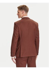 BOSS Garnitur H-Huge 50546080 Brązowy Slim Fit. Kolor: brązowy. Materiał: wełna #5