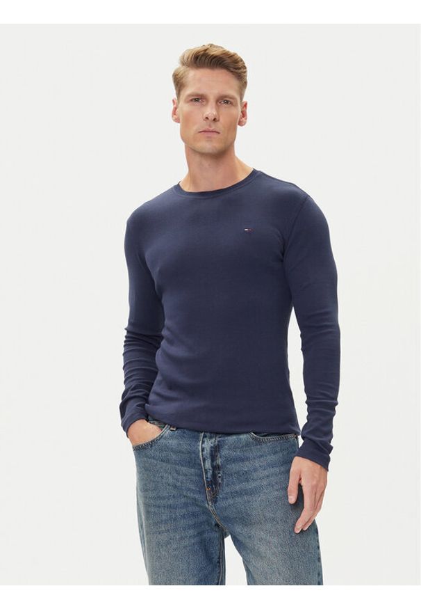 Tommy Jeans Longsleeve DM0DM04409 Granatowy Slim Fit. Kolor: niebieski. Materiał: bawełna. Długość rękawa: długi rękaw