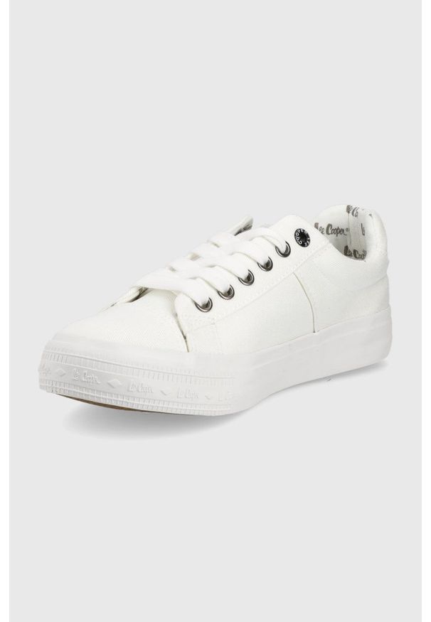 Lee Cooper tenisówki damskie kolor biały. Zapięcie: sznurówki. Kolor: biały. Materiał: guma