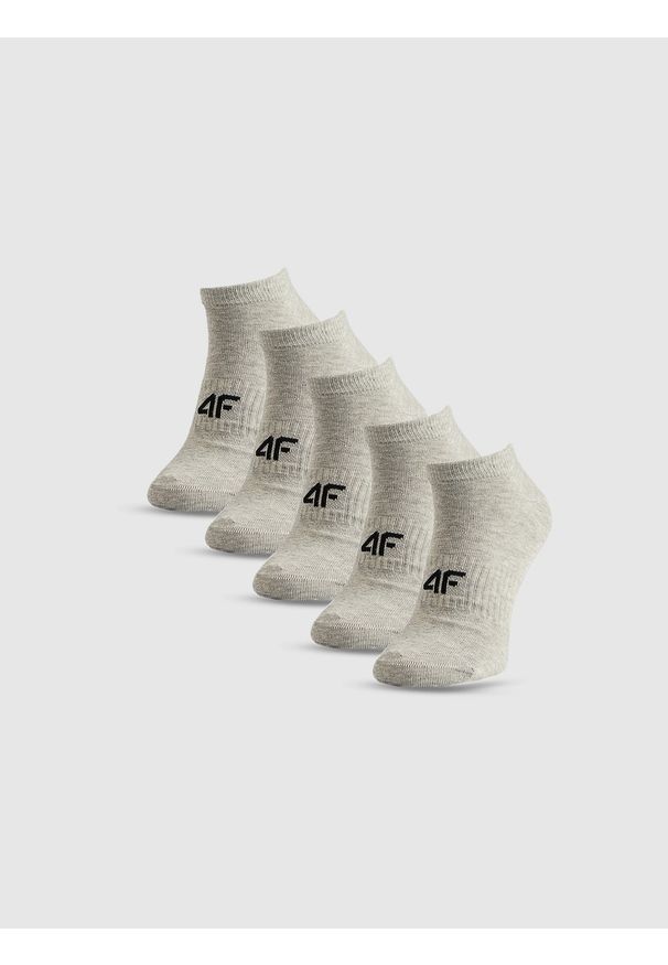 4f - 4F Skarpetki stopki (5-pack) męskie - szare 43-46. Kolor: szary. Materiał: dzianina, bawełna
