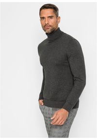 bonprix - Sweter z golfem z kaszmirem. Typ kołnierza: golf. Kolor: szary. Materiał: kaszmir. Styl: elegancki #1