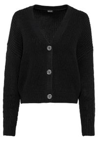 Sweter rozpinany bonprix czarny. Kolor: czarny #1