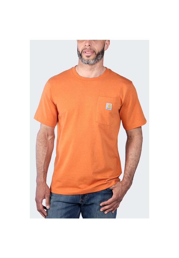 Koszulka sportowa męska T-shirt Carhartt Heavyweight Pocket K87. Kolor: żółty, pomarańczowy, wielokolorowy