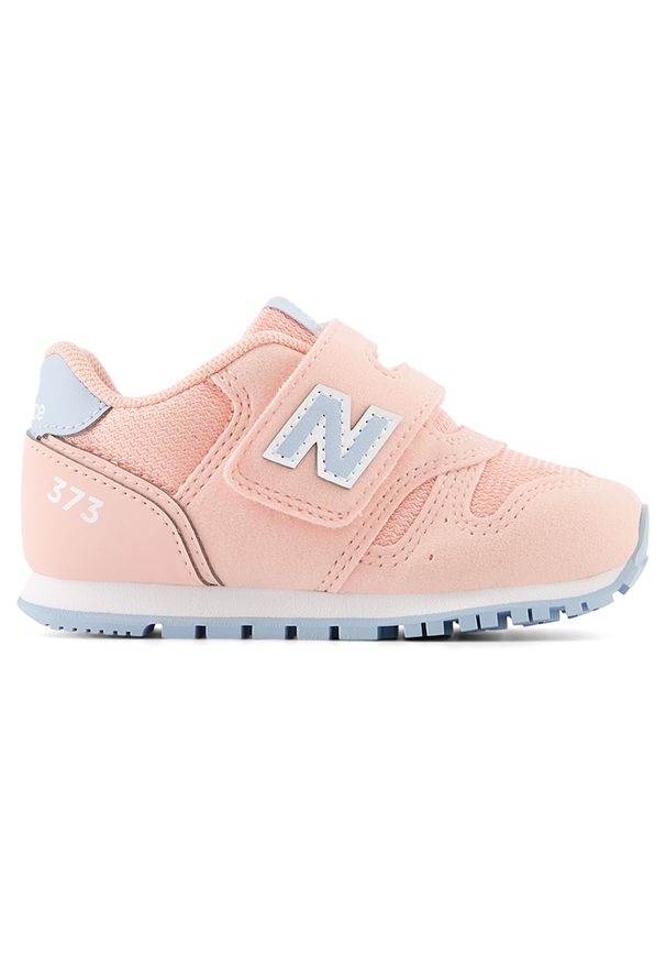 Buty niemowlęce New Balance IZ373AM2 – różowe. Okazja: na co dzień. Zapięcie: rzepy. Kolor: różowy. Materiał: guma, syntetyk, materiał. Szerokość cholewki: normalna. Wzór: kolorowy. Model: New Balance 373. Sport: turystyka piesza