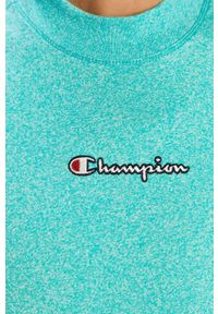 Champion - T-shirt. Okazja: na co dzień. Kolor: turkusowy. Materiał: dzianina. Wzór: aplikacja. Styl: casual #4