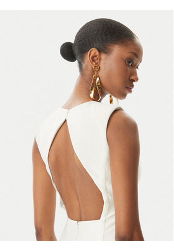Elisabetta Franchi Sukienka koktajlowa AB76252E2 360 Biały Slim Fit. Kolor: biały. Materiał: wiskoza. Styl: wizytowy