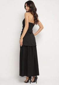 Born2be - Czarna Koktajlowa Sukienka Typu Bandeau z Marszczeniem Izelessa. Okazja: na imprezę. Kolor: czarny. Styl: wizytowy #2