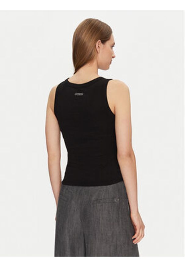 Guess Top W5GP06 KCS10 Czarny Regular Fit. Kolor: czarny. Materiał: bawełna