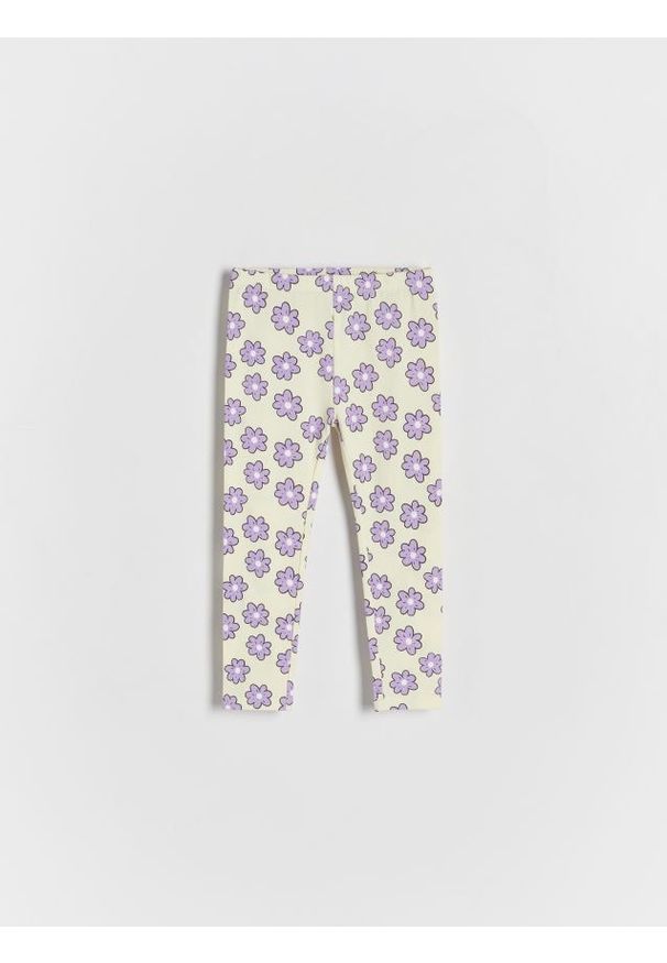 Reserved - Wzorzyste legginsy - żółty. Kolor: żółty. Materiał: bawełna