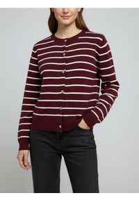 Sinsay - Kardigan z guzikami w paski - bordowy. Kolor: czerwony. Wzór: paski