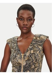 Just Cavalli Sukienka koktajlowa 78PAO949 Brązowy Slim Fit. Kolor: brązowy. Materiał: syntetyk. Styl: wizytowy #3