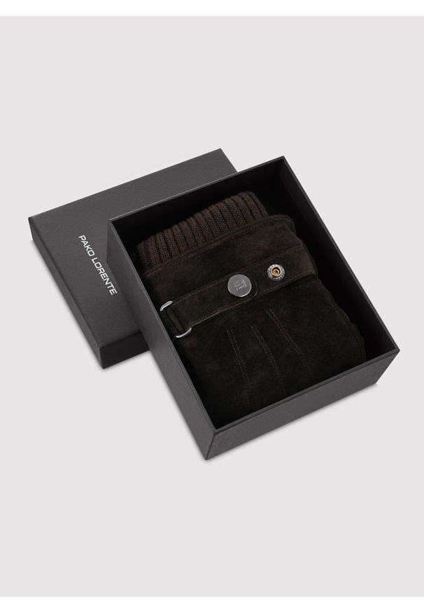 Pako Lorente - PAKO LORENTE – Brązowe zamszowe rękawiczki. Kolor: brązowy. Materiał: zamsz