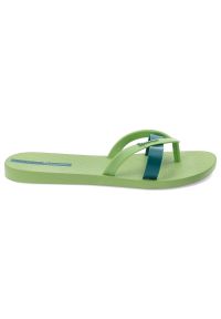 Zielone Japonki Ipanema Modne Klapki Damskie. Okazja: na co dzień, na spacer, na plażę. Kolor: zielony. Materiał: materiał. Wzór: paski. Sezon: lato. Styl: casual #7