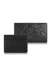 PAOLO PERUZZI - Zestaw prezentowy dla niej portfel damski w kwiaty T-45 i skórzane etui na karty T-151 Paolo Peruzzi ZUP-144-BL. Kolor: czarny. Materiał: skóra. Wzór: kwiaty #1