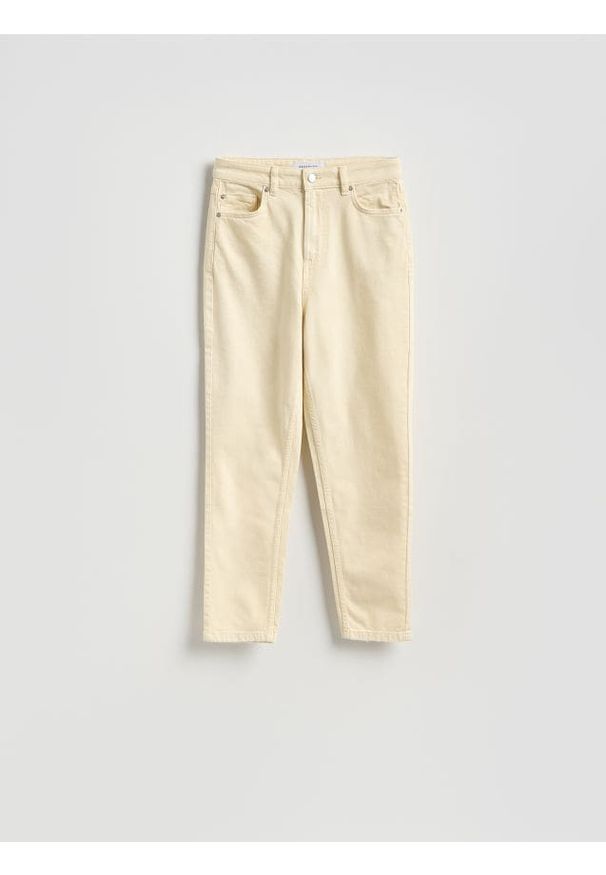 Reserved - Jeansy mom fit - żółty. Kolor: żółty