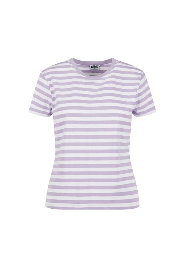 Urban Classics - T-shirt Damski W Paski Standardowy. Kolor: fioletowy, różowy, biały, wielokolorowy. Wzór: paski. Sport: turystyka piesza