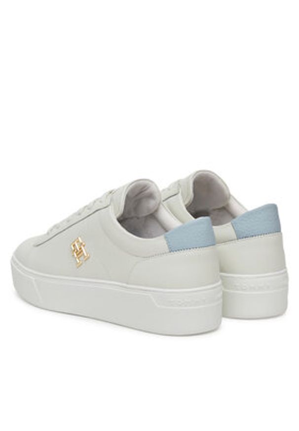 TOMMY HILFIGER - Tommy Hilfiger Sneakersy Platform Court Sneaker FW0FW08464 Biały. Kolor: biały. Materiał: skóra. Obcas: na platformie