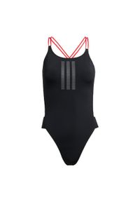 Adidas - Strój do pływania Ripstream 3-Stripes X-Back. Kolor: czarny, czerwony, wielokolorowy. Materiał: materiał