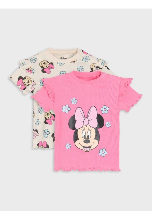 Sinsay - Koszulki 2 pack Minnie Mouse - różowy. Kolor: różowy. Wzór: motyw z bajki
