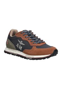 Aeronautica Militare - AERONAUTICA MILITARE Sneakersy męskie granatowo-brązowe zamszowe, Rozmiar 44. Okazja: na co dzień. Kolor: niebieski. Materiał: zamsz #6