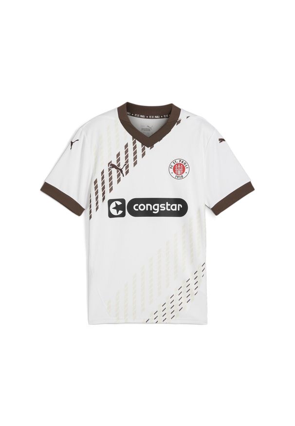 Puma - Młodzieżowa koszulka wyjazdowa FC St. Pauli 24/25 PUMA White Espresso Brown. Kolor: brązowy, biały, wielokolorowy. Sport: piłka nożna