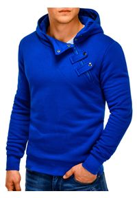 Ombre Clothing - Bluza męska z kapturem - niebieska/zielona PACO - M. Okazja: na co dzień. Typ kołnierza: kaptur. Kolor: niebieski. Materiał: poliester, bawełna. Długość: krótkie. Styl: casual