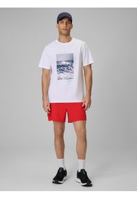 4f - 4F T-shirt regular z nadrukiem męski - biały S. Okazja: na co dzień. Kolor: biały. Materiał: jeans, bawełna, dresówka, dzianina. Wzór: nadruk. Styl: klasyczny, casual #2