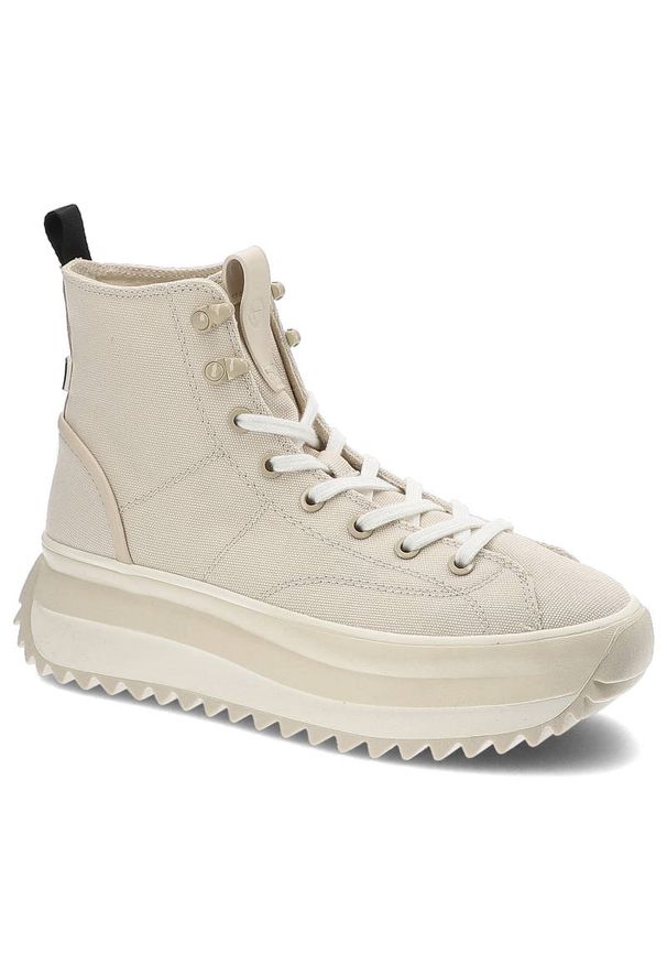 Sneakersy damskie Tamaris, tekstylna cholewka o wysokim kroju klasyczne sznurowanie z metalowymi oczkami masywna platforma, ivory, 1-25201-28-418. Okazja: na co dzień. Wysokość cholewki: przed kolano. Zapięcie: sznurówki. Kolor: beżowy. Materiał: materiał. Szerokość cholewki: normalna. Obcas: na platformie