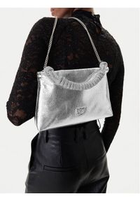 Pinko - PINKO Torebka Mini Clutch+Manico SP Al 25-26 PLTT 105908 A2WD Srebrny. Kolor: srebrny. Materiał: skórzane #1